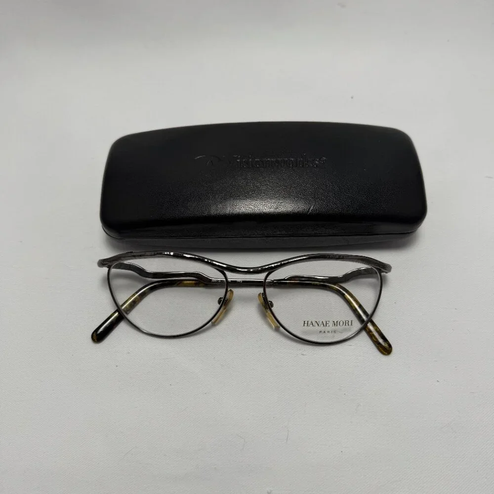 Hanae Mori Paris Gunmetal Eyeglasses - Frames Only